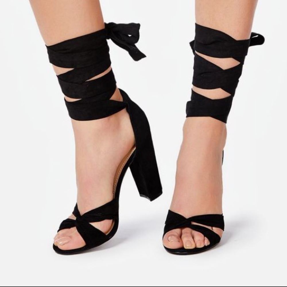 Justfab Acacia Strappy Black Heels